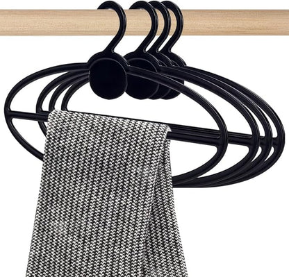 AHANDMAKER 10 Pcs Black Scarf Hanger, Oval Scarf Hanger Ring Tie Scarf Holder Organizer Space Saving Plastic Hanging Scarf Hanger, for Shop Home Scarves Headscarves Sorting Storaging, 8.7 Inch