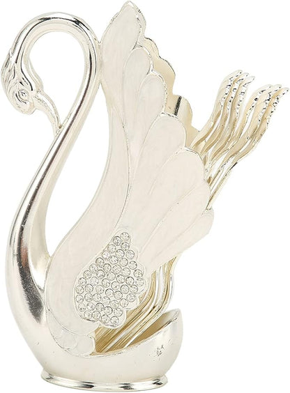 Decorative Swan Flatware Holder Organizer Set for Spoons, Forks, Coffee Stirring, Dessert Cutlery, Kitchen Counter Display