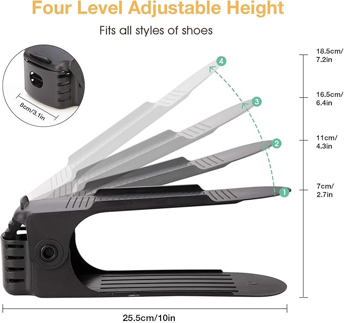 Neprock Shoe Rack Shoe Organizer Space-Saving Storage Shoe Organizer for Closet,Shoe Stacker Shoe Slots Space Saver Double Stack Shoe Holder Homeries