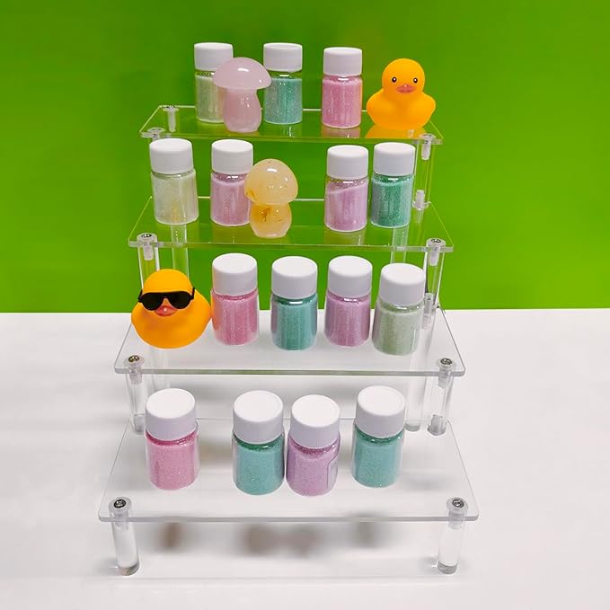 4-Tier Clear Acrylic Display Shelf - 8 Inch Multi-Use Organizer for Perfumes, Skincare, Cupcakes, Toys & Cosmetics | Durable Transparent Storage Solution with Easy Assembly
