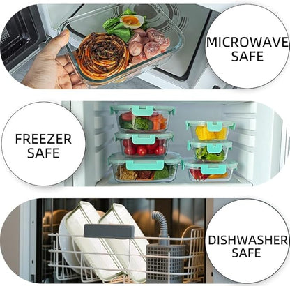 12 Pack Glass Storage Containers Transparent, Stackable Design Meal Prep Containers for Food Storage, Home, Kitchen & Pantry Organization, Microwave/Freezer/Dishwasher Safe