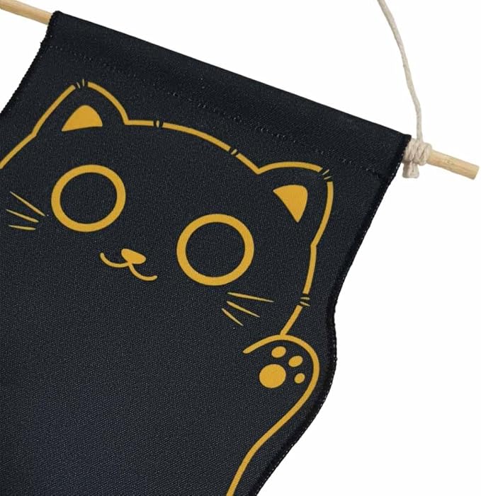 Wall Hanging Jewelry Organizers Cute Animal Enamel Pin Display Banner Holder Indoor Home Decor (black cat)