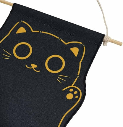 Wall Hanging Jewelry Organizers Cute Animal Enamel Pin Display Banner Holder Indoor Home Decor (black cat)