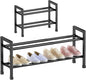 Abiglifty 2-Tier Expandable Shoe Rack,17"-33" Adjustable Shoe Rack for Closet,Metal Shoes Shelves for Front Door Entrance, Garage & Corridor, Free Standing Shoe Holders, Easy to Assemble,Black