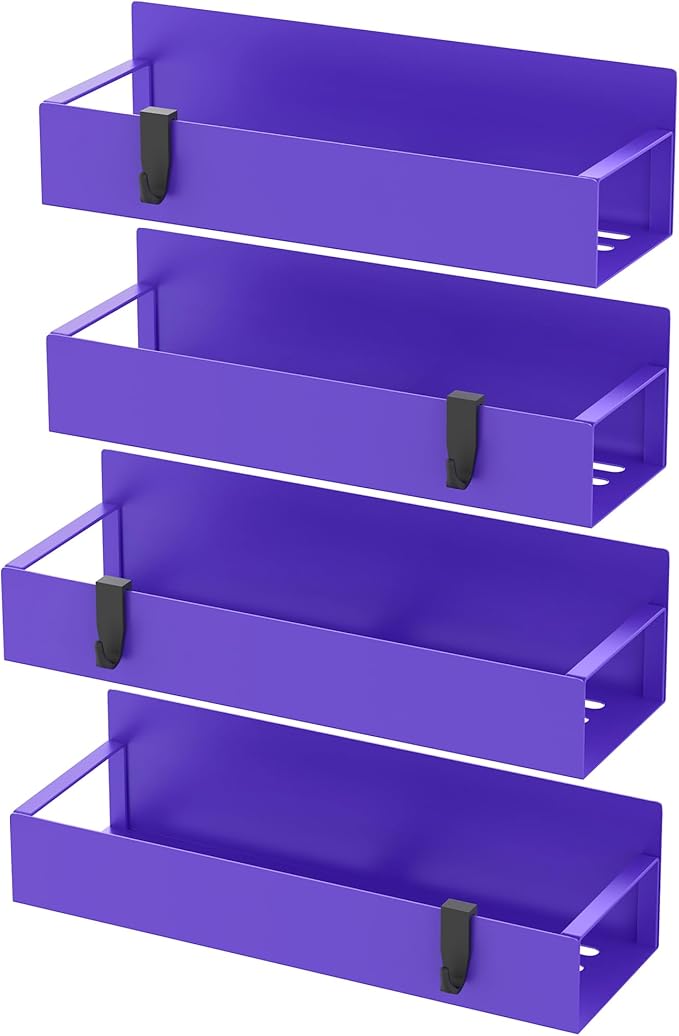 HuggieGems 4 Pack Magnetic Spice Storage Rack Organizer for Refrigerator and Oven, Purple Fridge Organizers and Storage