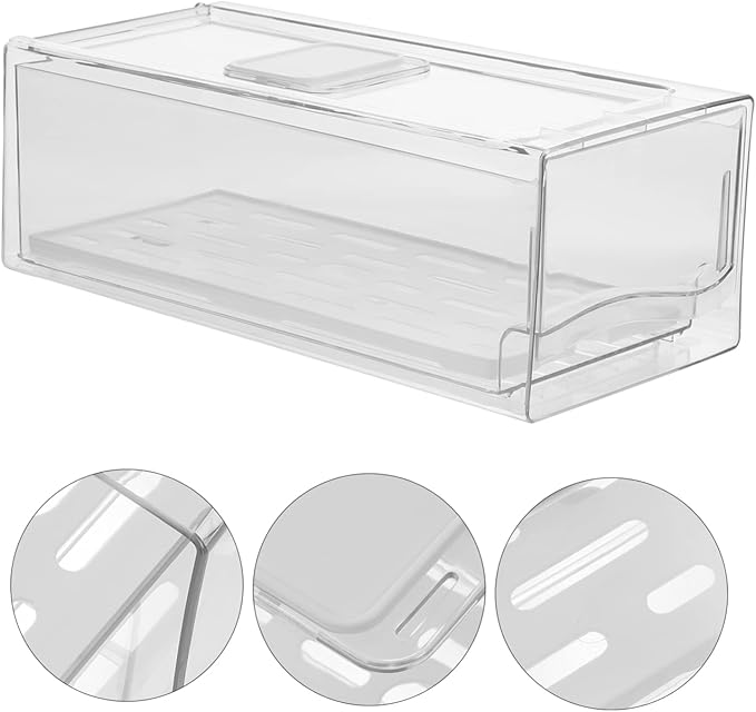 Alipis Fridge Drawer Organizer Drawer Type Crisper Fruit Vegetable Storage Containers Cheese Produce Containers for Fridge