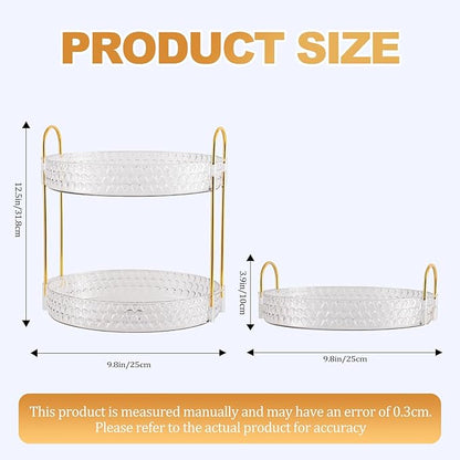 2 Tier Acrylic Lazy Susan Organizer, 360° Rotating Makeup orgaizer & Skincare Storage Tray, Clear Spinning Vanity Organizer for Bathroom Countertop, Cabinet, Dresser, Kitchen, Perfume Organizer