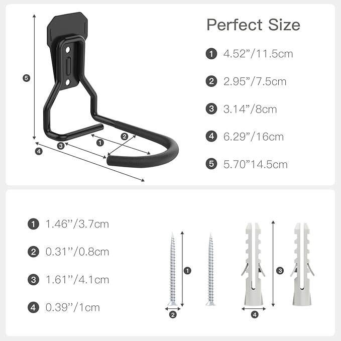 Housolution Bike Wall Mount with Fixed Hook, [2 Pack] Heavy Duty Bike Storage Rack, Bike Rack Vertical Stand for Garage - Easily Hang/Detach - with Screws Iron Bike Hanger Brackets