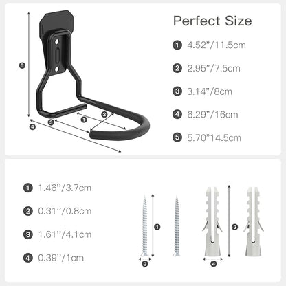 Housolution Bike Wall Mount with Fixed Hook, [2 Pack] Heavy Duty Bike Storage Rack, Bike Rack Vertical Stand for Garage - Easily Hang/Detach - with Screws Iron Bike Hanger Brackets