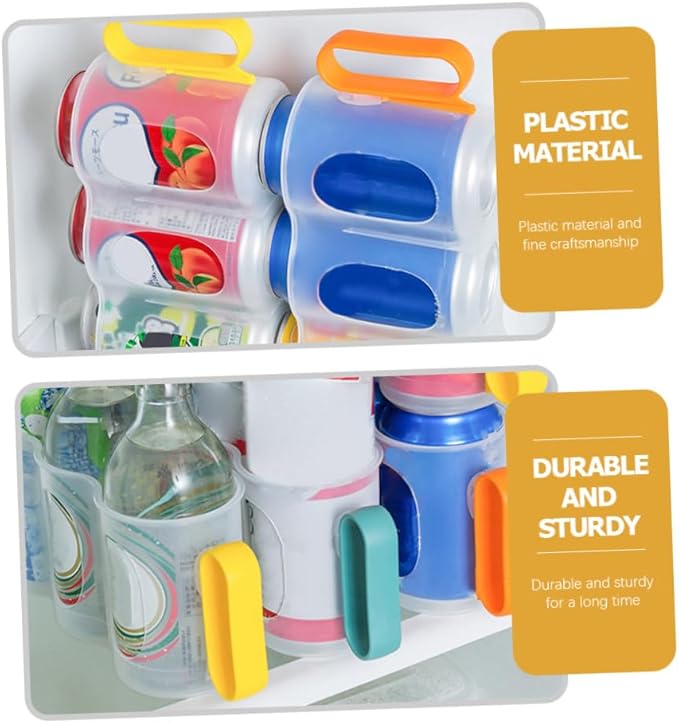 Cabilock 3pcs Fridge Can Holders Multi-use Storage Racks for Beverage Cans Space-Saving Organizer for Kitchen Refrigerator Yellow