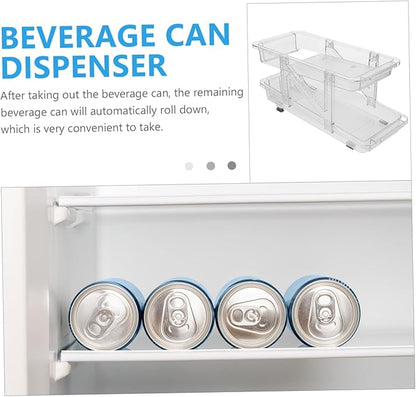 PRETYZOOM Soda Can Organizer for Refrigerator and Transparent Design Multi-functional Beverage Dispenser for Fridge Kitchen and Office Use