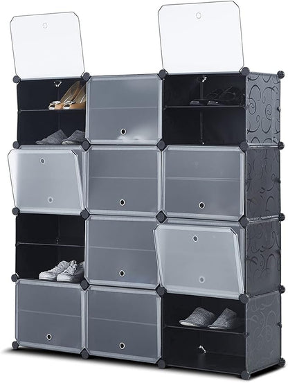 Portable Shoe Rack Organizer, 3x8 Tier Storage Shoe Cabinet for 48 Pair, Shoe Organizer for Heels, Boots, Slippers