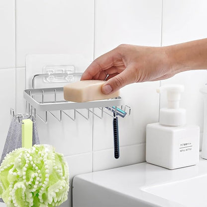 Carrie Joe Soap Dish Holder, No Drilling, 304 Rustproof Stainless Steel, Wall Mounted Soap Holder Soap Tray Bar Soap Sponge Holder for Bathroom & Kitchen