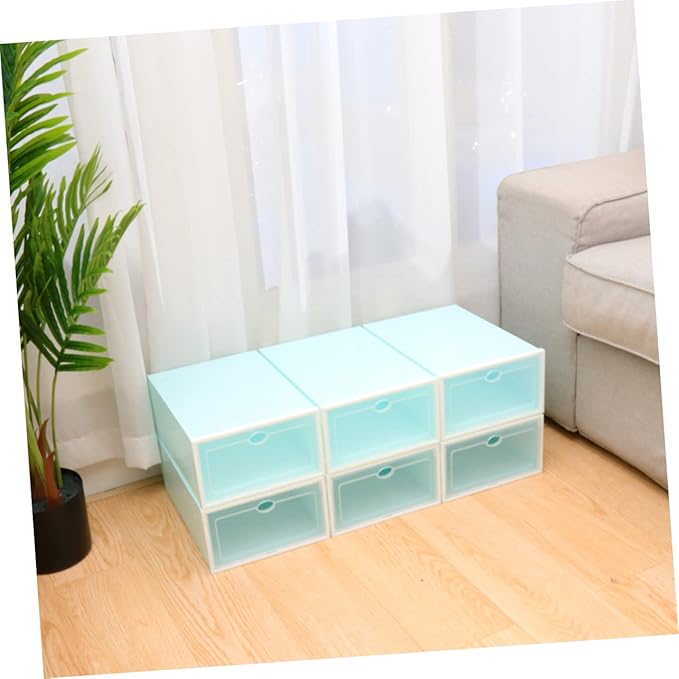 6pcs Stackable Shoes Storage Bins Shoe Boxes Lids Endurable Containers