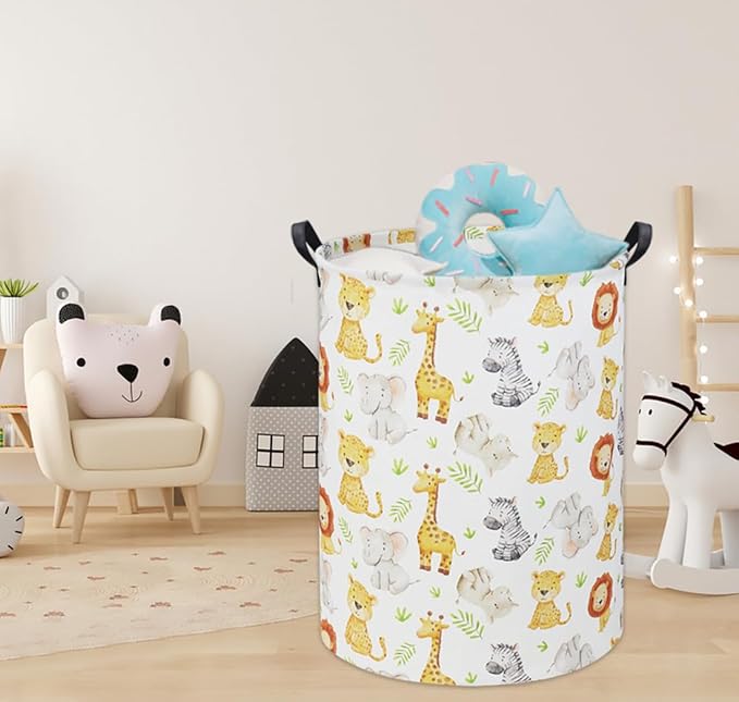 Woodland Baby Laundry Basket Animal Baby Hamper for Nursery Girl Kids Hamper Cute Kids Toys Storage Bin Organizer Animal Nursery Decor for Home(Green Animal)