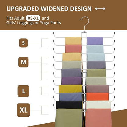 ZEDODIER Legging Organizer for Closet Hanging, Rotatable Yoga Pants Hanger for Women's XS-XL and Girls' Leggings, Holds Up to 20 Pairs Leggings, Space-Saving Closet Organizers and Storage, Silver