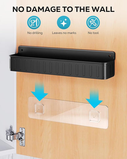 Nieifi Spice Rack Wall Mount, 4 Pack, Grey, 2 Inch Wide, Screw or Adhesive Installation, Spice Rack Organizer for Small Spice Jars, Suitable for Kitchen Cabinet or Pantry Door