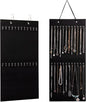 Hanging Jewelry Organizer Storage with 24 Hooks Wall Mounted Jewelry Display Hanging on Door Closet Necklace Holder for Bracelet Ring Chain-Patent Design (Black)