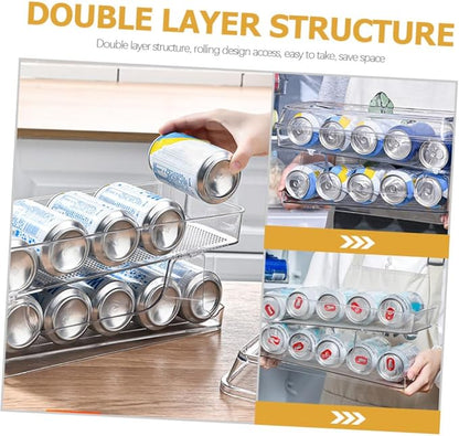 Double Storage Box Can Organizer for Fridge Beverage Organizer Soda Holder Household Soda Holder Can Accessory