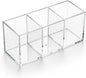 Daxolanz 3 Section Acrylic Cutlery Organizer for Countertop, Modern Flatware Storage Caddy for Spoons Forks Knives, Space Saving Utensil Holder for Kitchen, Cabinet or Dining Room (Medium)