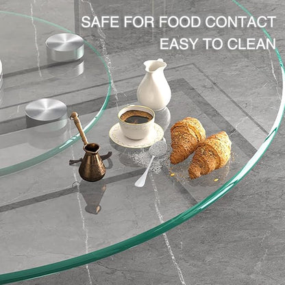 30" Glass Lazy Susan for Dining Table with 6 Rotating Wheels Table Top Centerpiece Kitchen Turntable Large Round Silent & Smooth Spin (Φ 30 Inch)