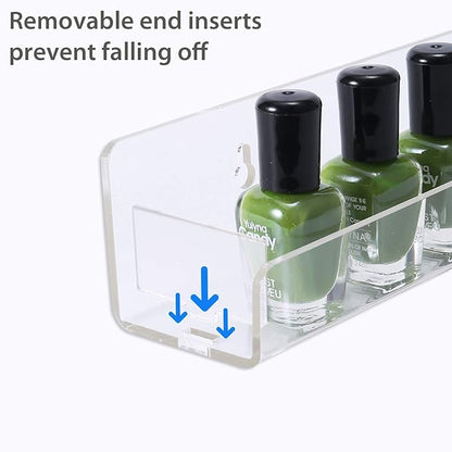 Umirokin Acrylic Nail Polish Rack Wall Mounted - 6 Pack Clear Nail Polish Organizer Shelf for 60-90 Bottles, Hanging Floating Essential Oil Storage & Paint Rack, 15 Inch Wall Holder for Salon & Home