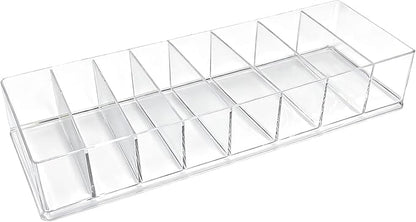Clear Acrylic Makeup Compact Organizer with 8 Slots, Vanity Storage Holder for Eyeshadow, Powder, and Cables