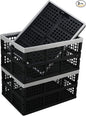 Kekow 3-Pack Black Plastic Collapsible Storage Basket, 42 L Folding Crates Storage