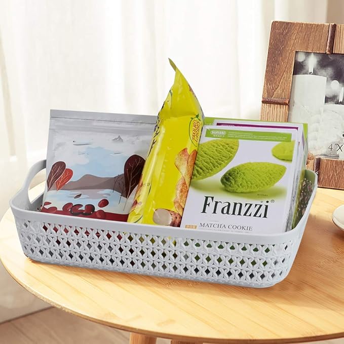 A4 Paper Tray, Plastic Storage Basket Trays, White, Set of 6