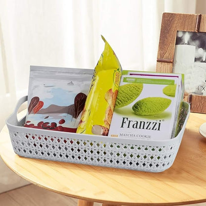 A4 Paper Tray, Plastic Storage Basket Trays, White, Set of 6
