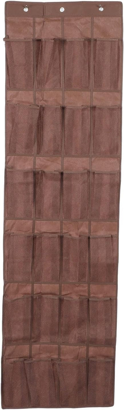 ARTIBETTER 24-pocket over The Door Shoe Organizer Bag 48x168cm Mesh Hanging Storage Pouch for Slippers and Shoes Brown Breathable for Home Closet
