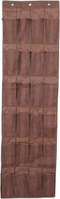 ARTIBETTER 24-pocket over The Door Shoe Organizer Bag 48x168cm Mesh Hanging Storage Pouch for Slippers and Shoes Brown Breathable for Home Closet
