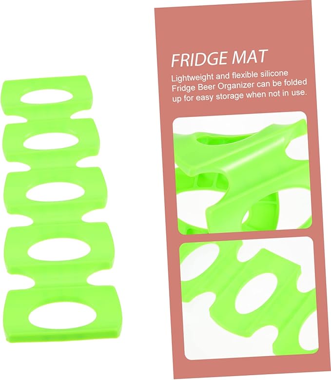 MAGICLULU 2pcs Refrigerator Beer Holder Mat Convenient Beverage Organizer for Cans and Bottles Silicone Design Stackable Drink Rack for Fridge and Freezer Storage