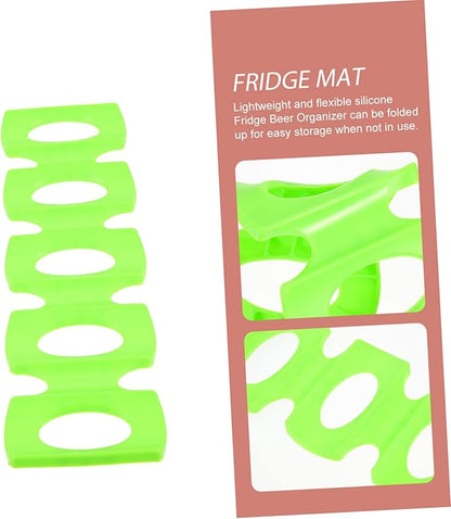 MAGICLULU 2pcs Refrigerator Beer Holder Mat Convenient Beverage Organizer for Cans and Bottles Silicone Design Stackable Drink Rack for Fridge and Freezer Storage