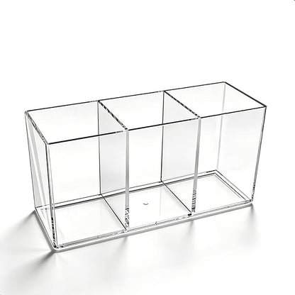 Makeup Brush Holder, Clear Acrylic Organizer for Women & Girls, 7.1x2.8x3.5in Desk Storage for Makeup Brushes & Cosmetic Tools, Easy Access (Clear -3)