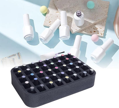 Nail Polish Organizer Holder Foam Pad with Slots for Storage 40 Bottles (15ml/0.5fl.oz) Nail Polish or Essential Oil Tray for Drawers Black