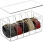 YUNEASELF Acrylic Belt Organizer Holder for Closet with Dust Cover Lid - Clear Storage Display Case for Drawer - 5 Compartments