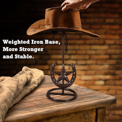 Cowboy Hat Rack Cowboy Hat Stand, Hat Display, Western Horseshoe Decor, Desk Hat Stands for Fedora, Sun Hats,Straw Hats, Cowboys Gifts for Men (2 Pack Red Bronze)