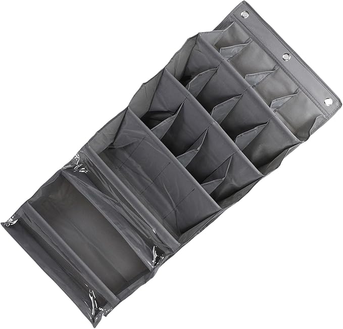 Over The Door Shoe Bag with Pockets | 600D Oxford Fabric Breathable Hanging Storage | Space Saving Shoe Rack for Closet/Dorm/Entryway | Multi - Purpose Organizer, Hooks (Gray)