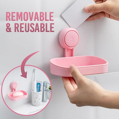 TAILI Soap Holder Soap Dish for Shower, Suction Cup Soap Holder for Shower Wall, Bathroom Accessories, Removable Strong Hold Soap Saver, Drill Free, Pink 2 Set