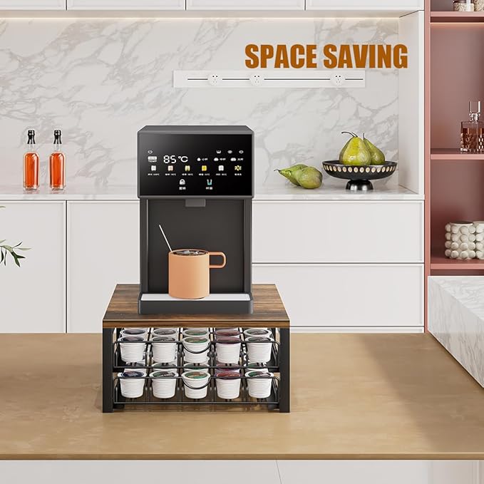 Coffee Pod Holder Drawer 2 Tier for K Cup Capsule Pods Storage Organizer Under Coffee Pot Storage Sliding Drawer (Black, 2 Tier)