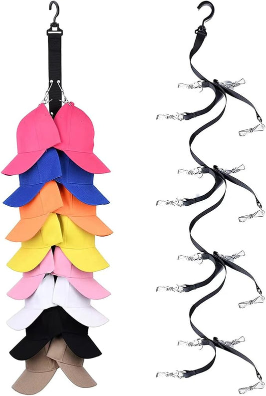 Baseball Cap Racks, Baseball Cap Organizer with 16 Clips, Hat Hangers for Closet, Over Door Hat Rack for Baseball Caps, Black (1 pack)