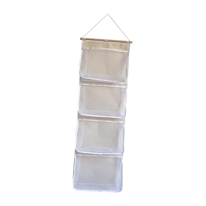 Fenteer Over Door Organizer,Hanging Storage Organizer,Stuffed Animal Storage, Accessory Holder for Shoes Girl Nursery Boy, White