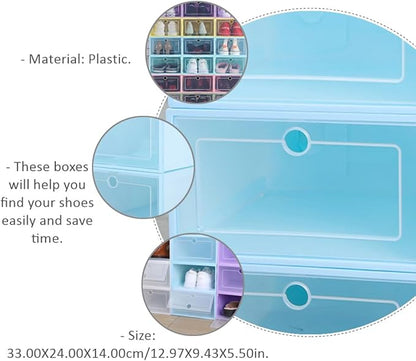 6pcs Shoes Case Window Design Stackable Cardboard Storage Boxes Easy to Find Your Shoes Keep Home Tidy