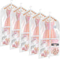 Univivi Clear PVC Dance Costume Garment Bag 40 Inch Hanging Garment Bag for Dance for Kids, with 4 Medium Clear Zipper Pockets and 1 Large Back Zippered Pocket (5 Pack)