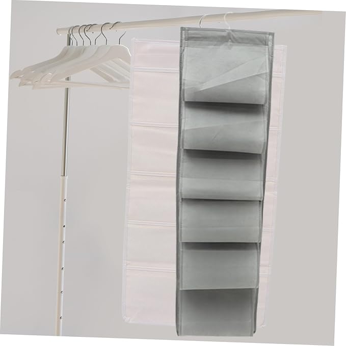 Hemobllo Over Door Hanging Shoe and Underwear Storage Bag Organizer Compartment Non Woven Closet Hanging Organizer for Wardrobes and Door Storage Gray