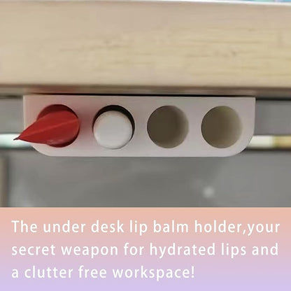 PIAOLGYI Under Desk Lip Balm Holder,Chapstick Holder Holds 4 Standard Tubes of Chapstick(White)