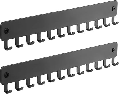 bussdis Drill-In Necklace Organizer: Sturdy Necklace Holder Wall Mounted with Hooks for Tangle-Free Jewelry Storage – Space-Saving Wall Necklace Hanger, Black, 2 PCS