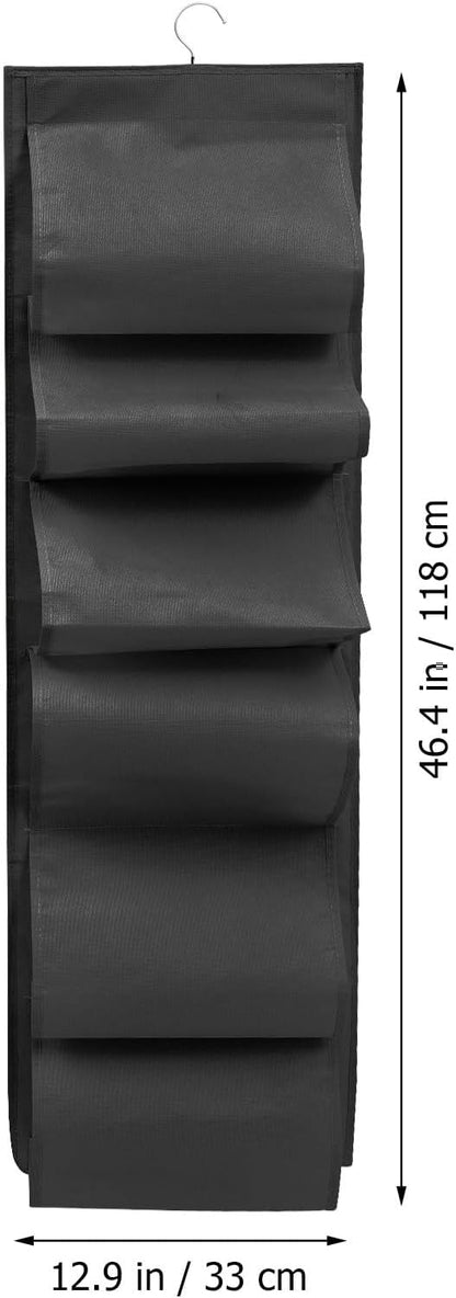 Large Capacity Hanging Shoes Storage Bag, Portable Foldable Shoe Organizer with Multiple Pockets, Black Hanging Closet Organizer for Home and Travel