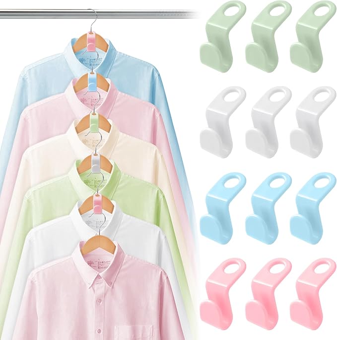 50 PCS Space Saving Hanger - Clothes Hanger Connector Hooks, Stacking Space Saver, Plastic Closet Organizers and Storage Extender for Heavy Duty Hangers Connection (50, Multicolor)